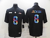 Nike Ravens 8 Lamar Jackson Black Vapor Untouchable Rainbow Limited Jersey Dzhi,baseball caps,new era cap wholesale,wholesale hats